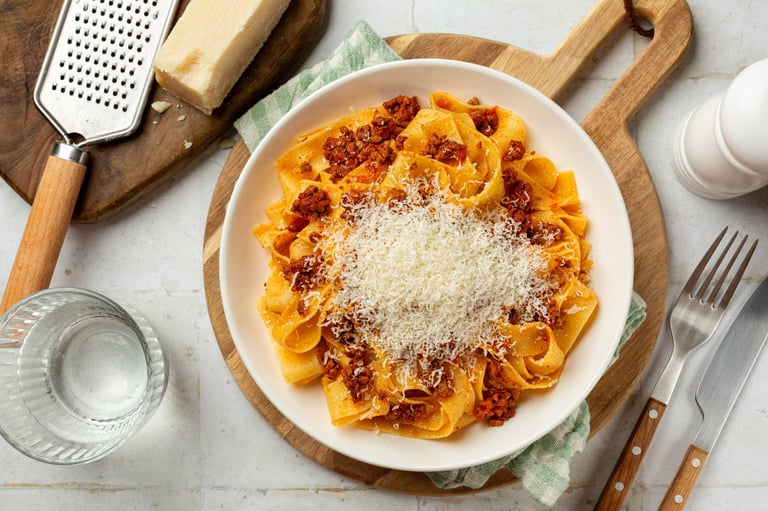 Delicious Italian pasta with parmesan cheese